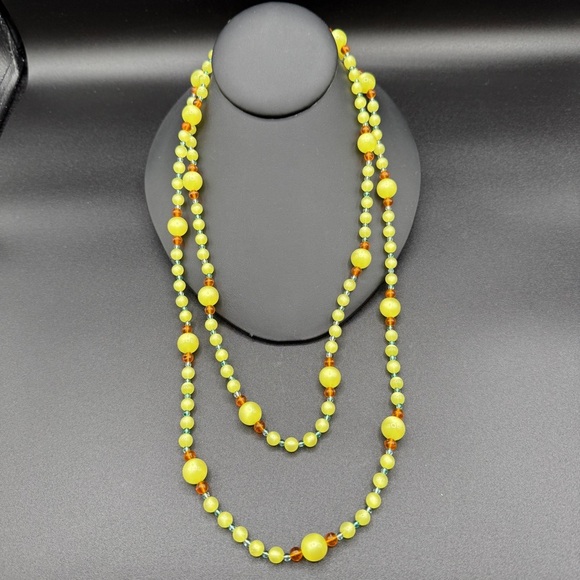 Moonglow Cateye 1970s Beaded Necklace Long - Picture 9 of 14